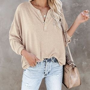 Women's Long Sleeve Tunic Top V Neck Shirts Loose Fit Fall Pullover Sweatshirts